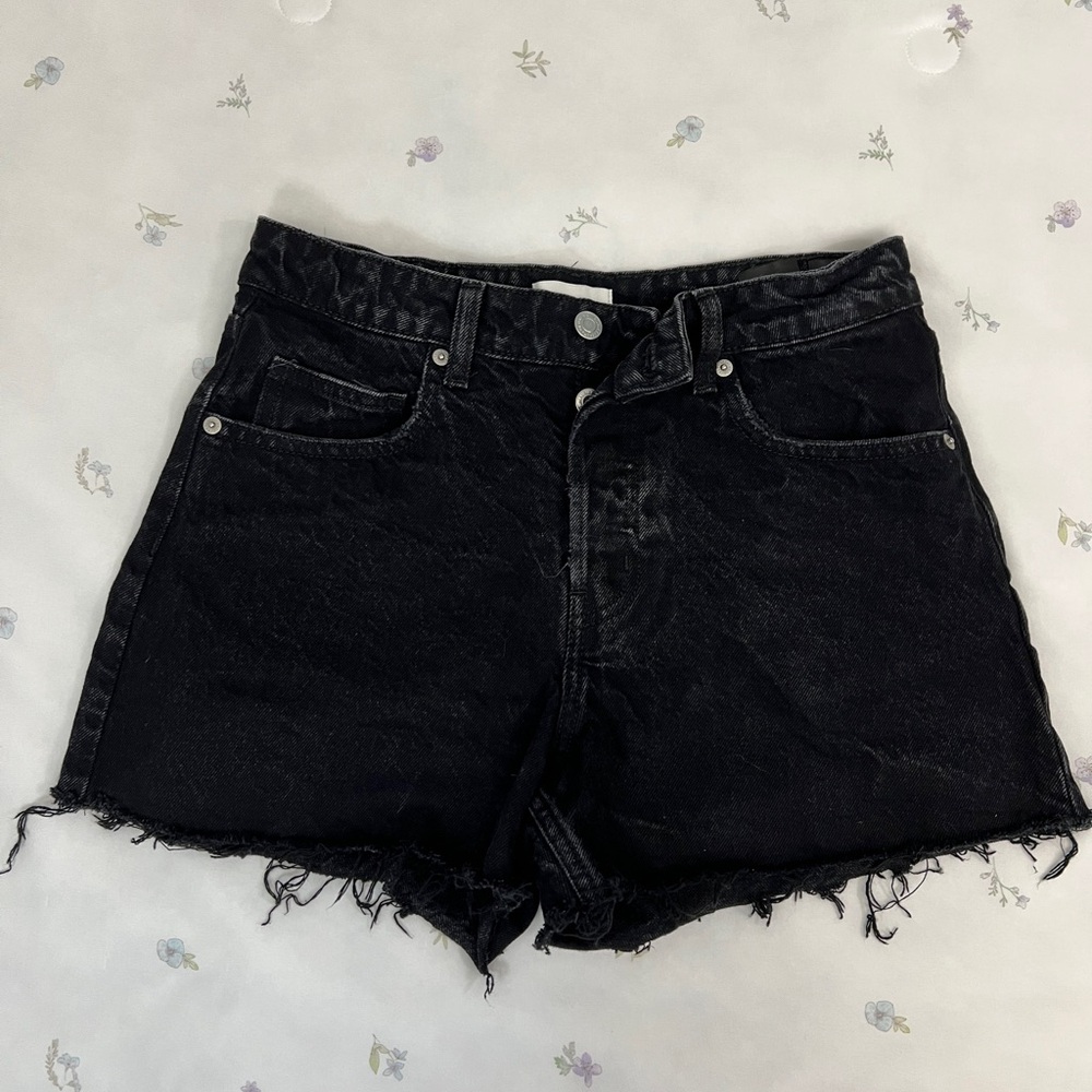 Black denim shorts